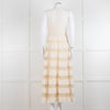 Red Valentino Cream Crepe And Lace Tiered Dress With Slip