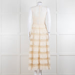 Red Valentino Cream Crepe And Lace Tiered Dress With Slip