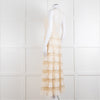 Red Valentino Cream Crepe And Lace Tiered Dress With Slip