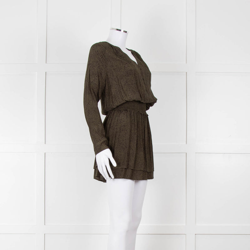 Rails Green Black Elasticated Waist Mini Dress
