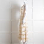 Red Valentino Cream Crepe And Lace Tiered Dress With Slip