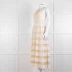 Red Valentino Cream Crepe And Lace Tiered Dress With Slip