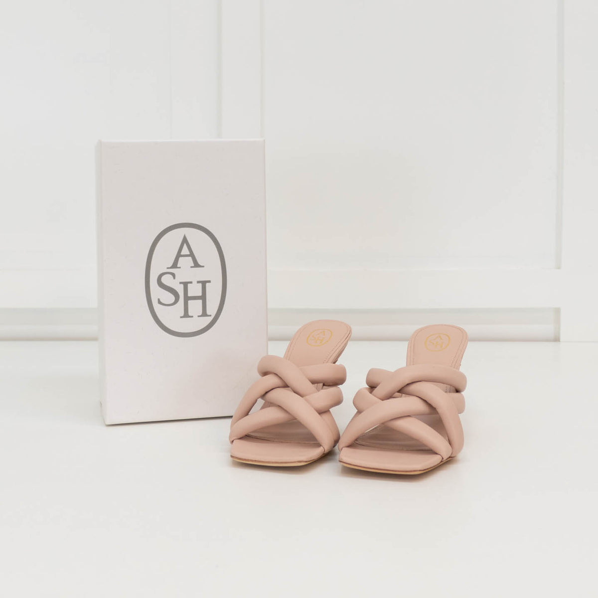 ASH Pale Pink Leather Mina Crisscross Mule