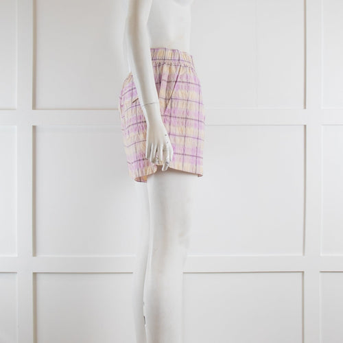 Ganni Purple Check Shorts