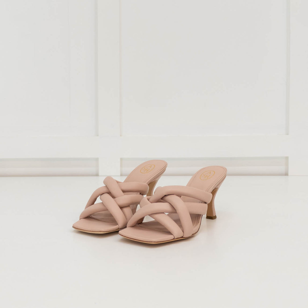 ASH Pale Pink Leather Mina Crisscross Mule