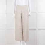 Stefanel Neutral Linen Wide Leg Trousers