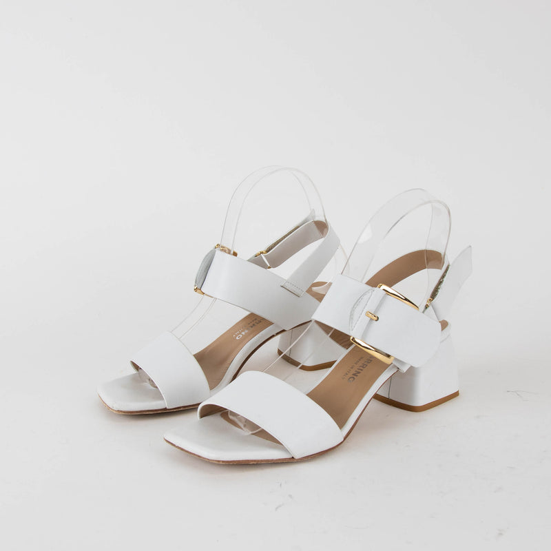 Chiara Carrino White Sandals With Gold Buckle