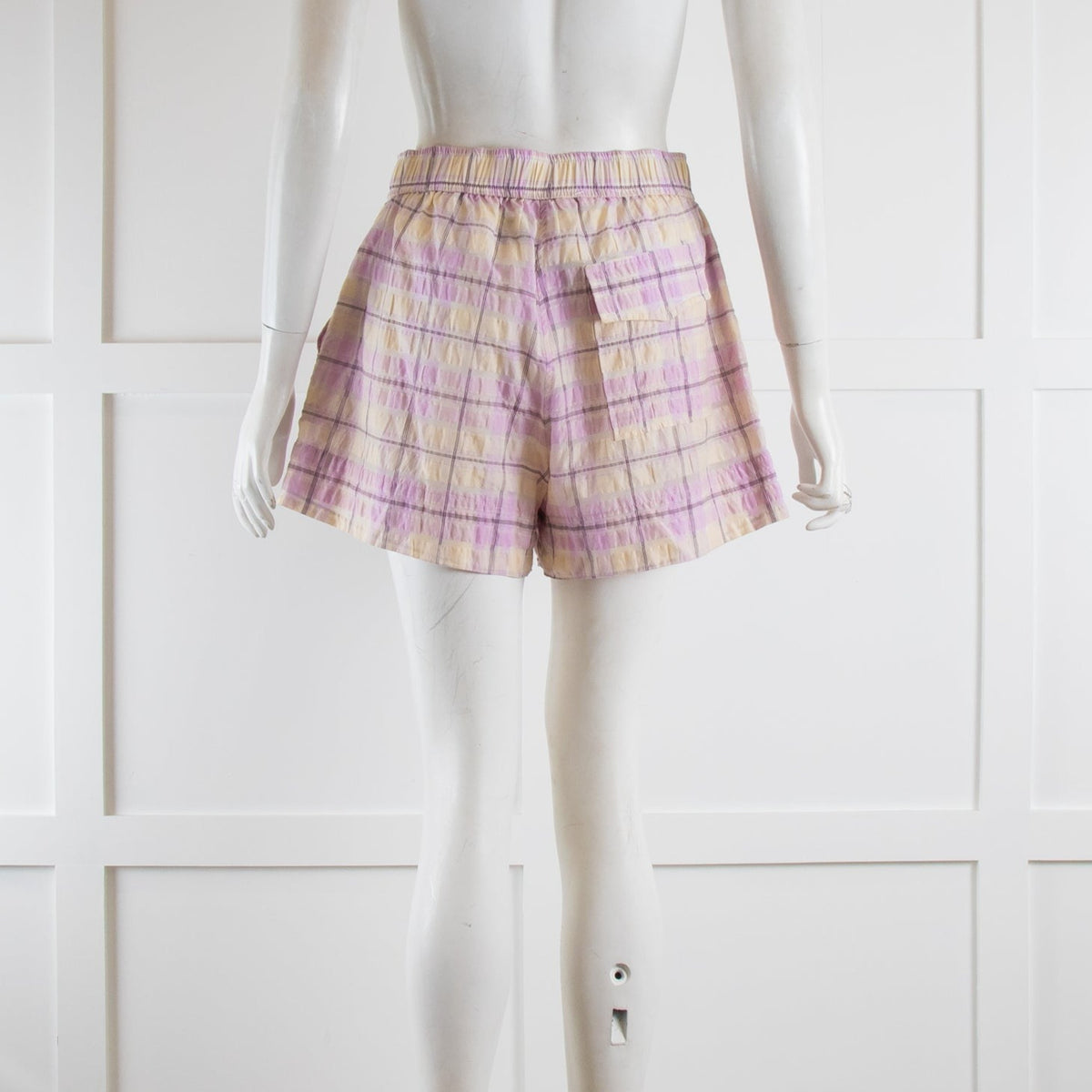 Ganni Purple Check Shorts