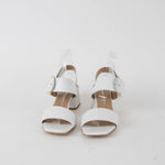 Chiara Carrino White Sandals With Gold Buckle