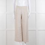 Stefanel Neutral Linen Wide Leg Trousers
