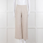 Stefanel Neutral Linen Wide Leg Trousers
