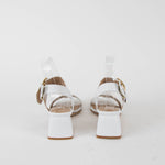 Chiara Carrino White Sandals With Gold Buckle