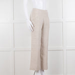 Stefanel Neutral Linen Wide Leg Trousers