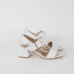Chiara Carrino White Sandals With Gold Buckle
