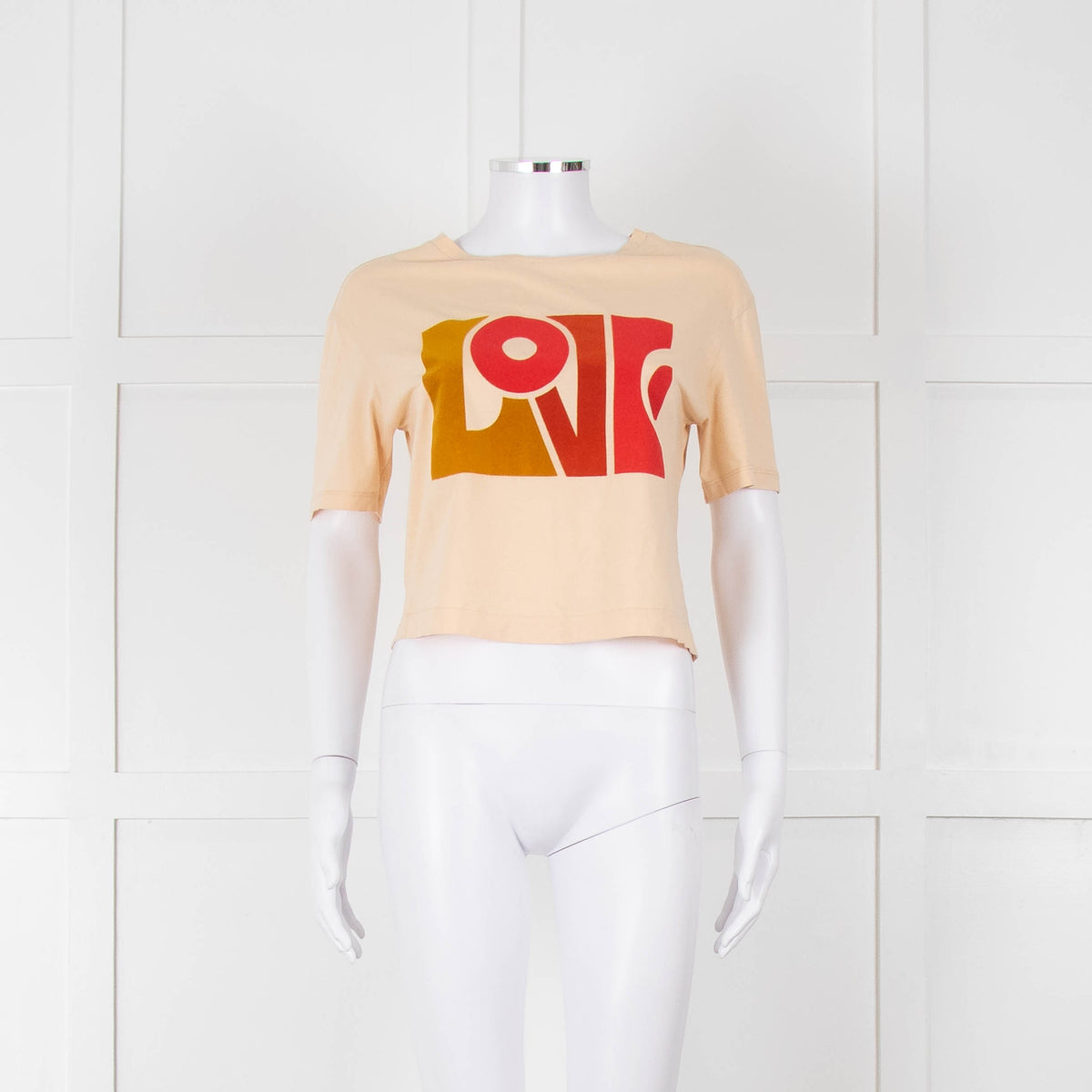 Sandro Cream Orange Love Cropped T-Shirt