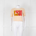 Sandro Cream Orange Love Cropped T-Shirt