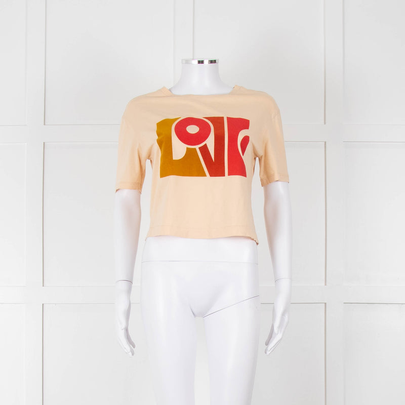Sandro Cream Orange Love Cropped T-Shirt