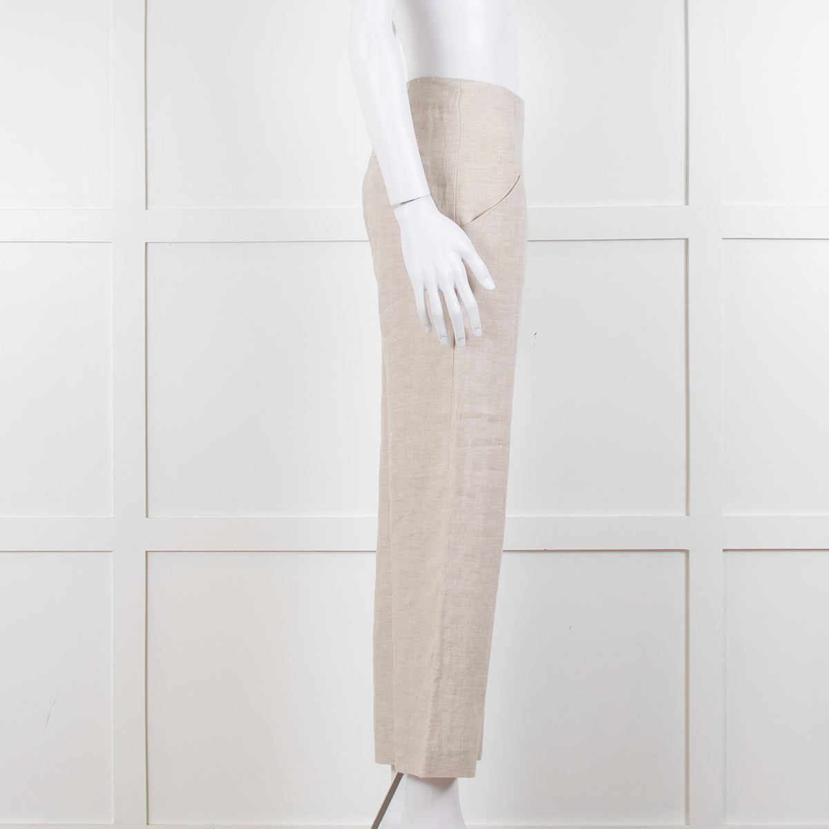 Stefanel Neutral Linen Wide Leg Trousers
