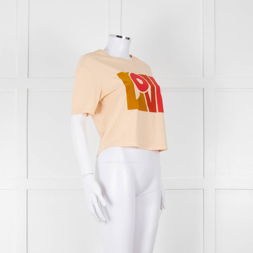Sandro Cream Orange Love Cropped T-Shirt