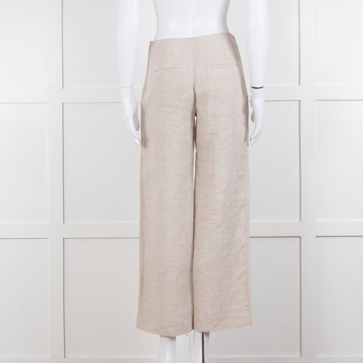 Stefanel Neutral Linen Wide Leg Trousers