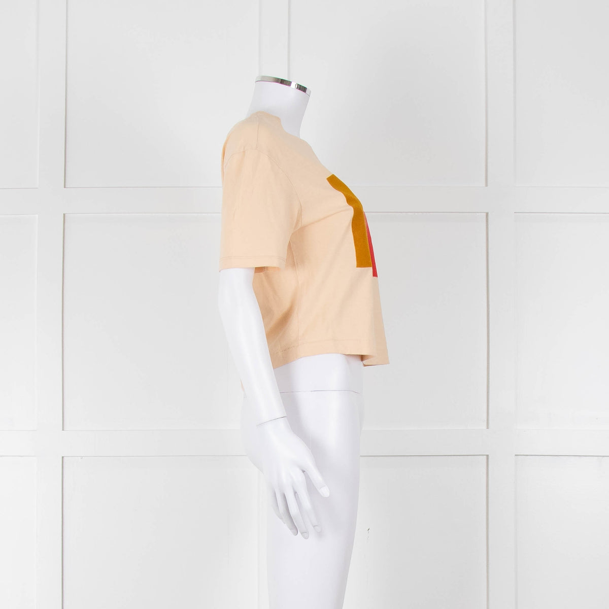 Sandro Cream Orange Love Cropped T-Shirt