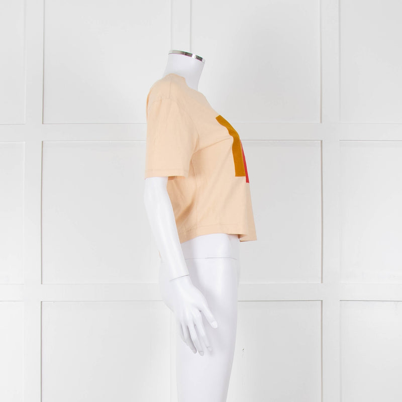 Sandro Cream Orange Love Cropped T-Shirt