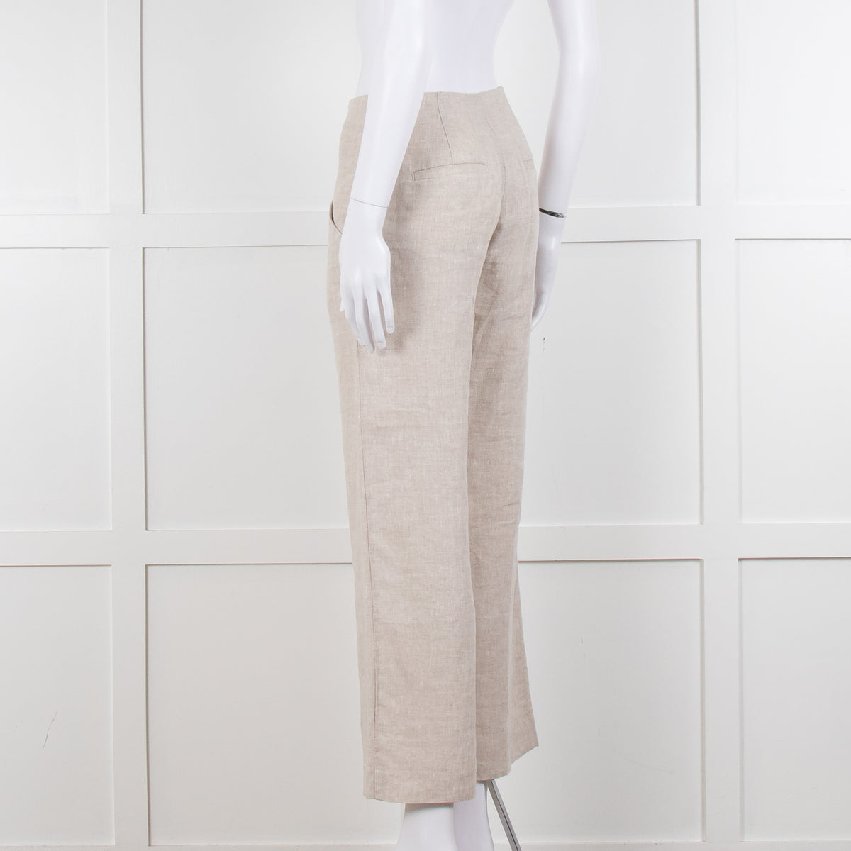 Stefanel Neutral Linen Wide Leg Trousers