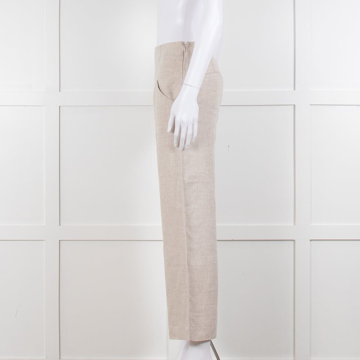 Stefanel Neutral Linen Wide Leg Trousers