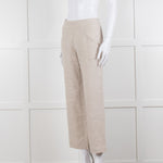 Stefanel Neutral Linen Wide Leg Trousers