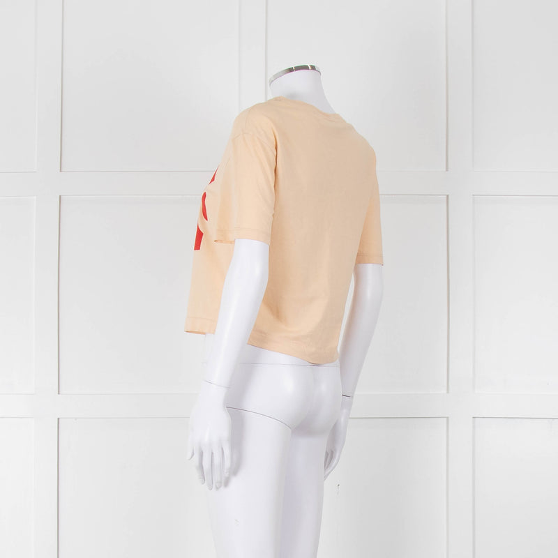 Sandro Cream Orange Love Cropped T-Shirt