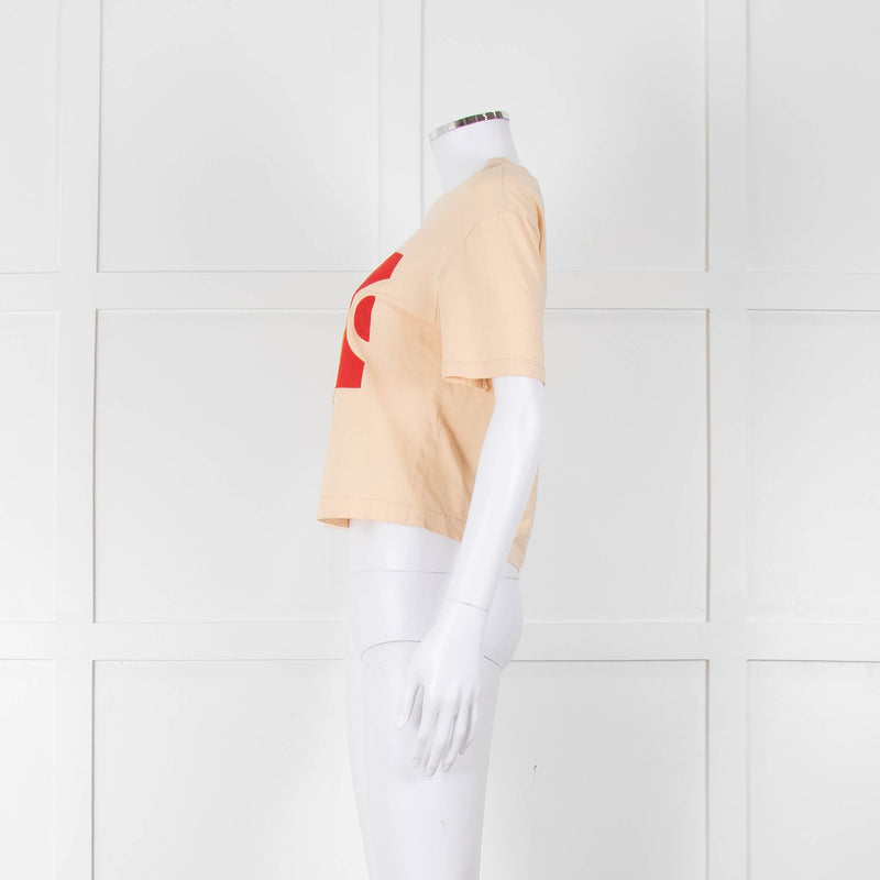 Sandro Cream Orange Love Cropped T-Shirt