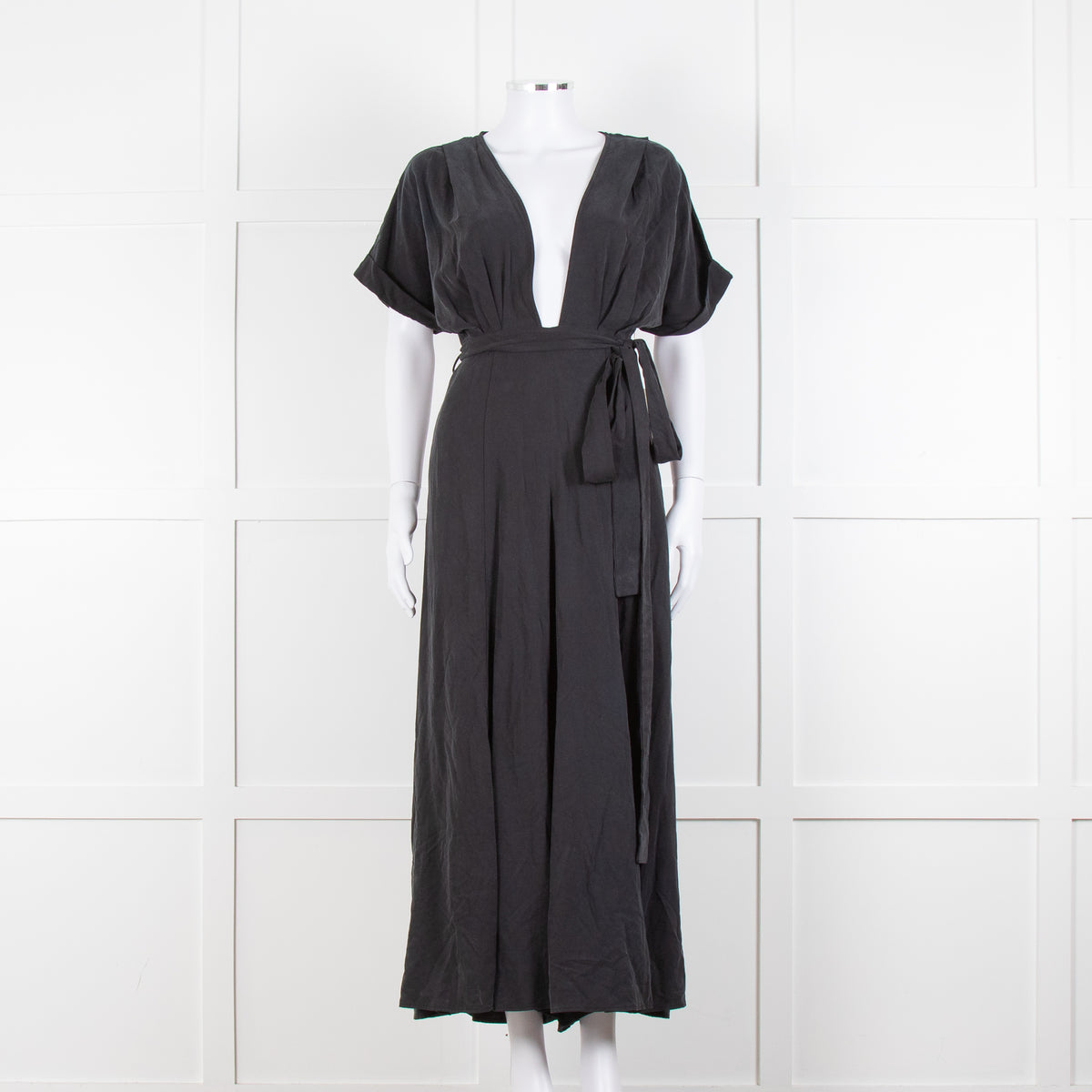 Mara Hoffman Brushed Black Short Sleeve Belted Jumpsuit
