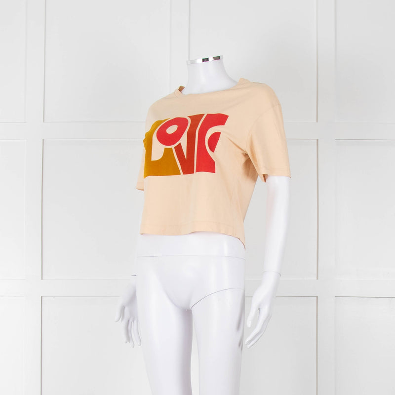 Sandro Cream Orange Love Cropped T-Shirt