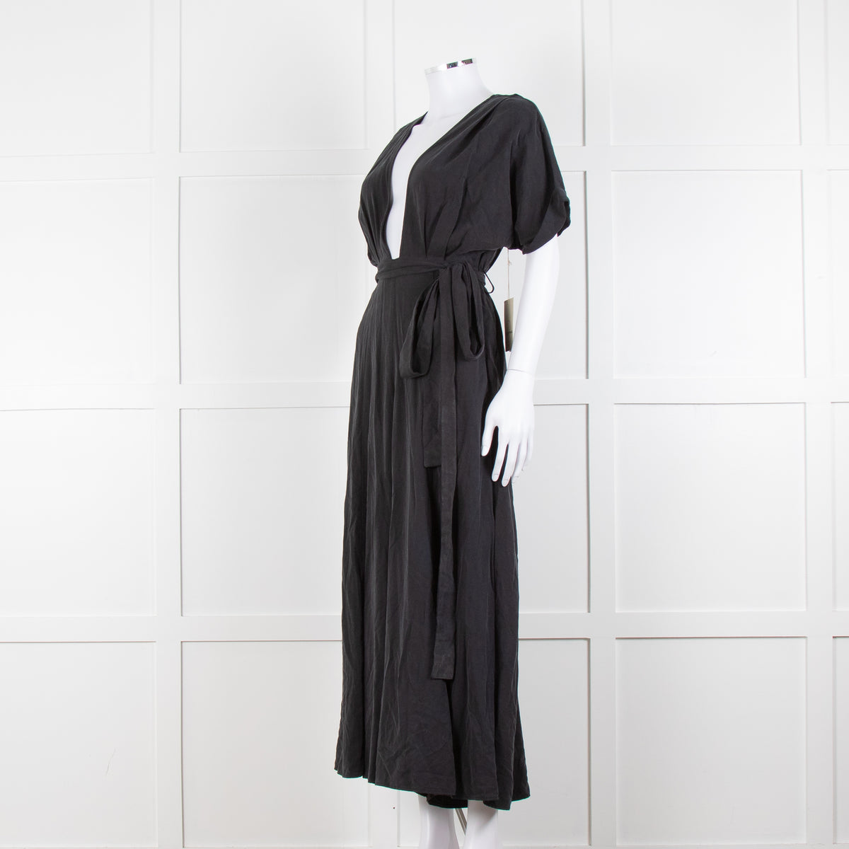 Mara Hoffman Brushed Black Short Sleeve Belted Jumpsuit