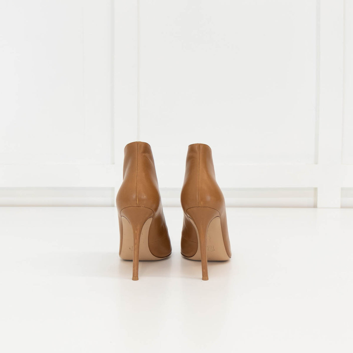 Gianvito Rossi Tan High Heel Shoe Boot With Peep Toe