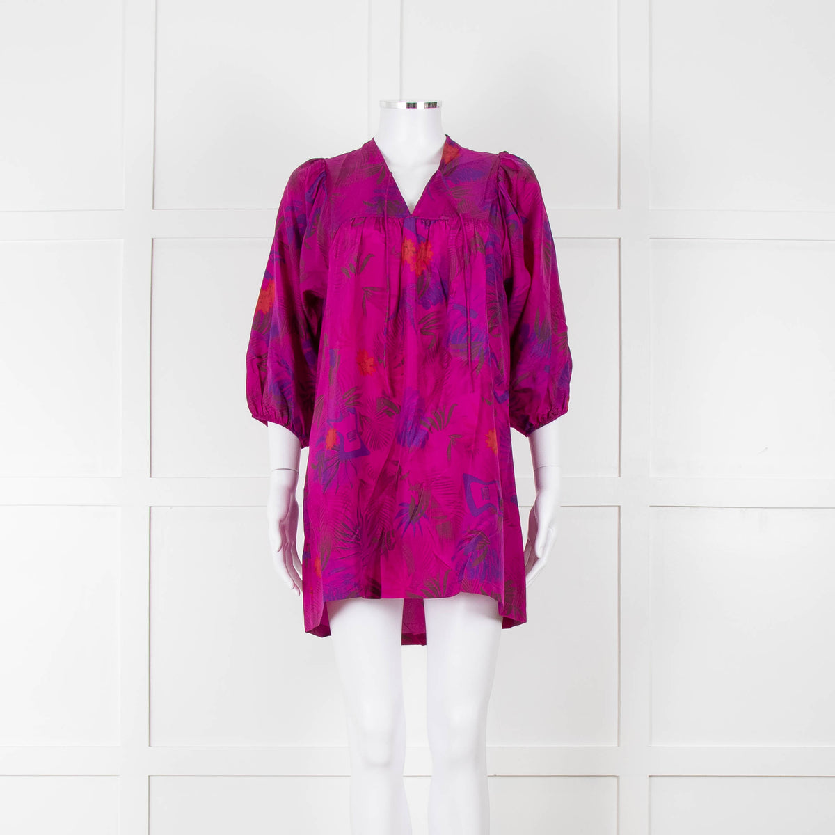 Zadig & Voltaire Magenta Purple Floral Silk Mini Tunic Dress