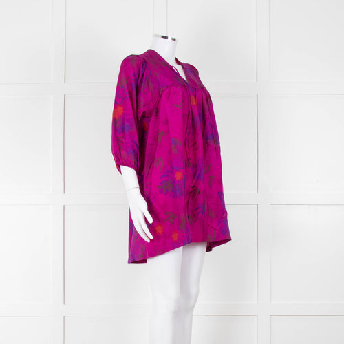 Zadig & Voltaire Magenta Purple Floral Silk Mini Tunic Dress