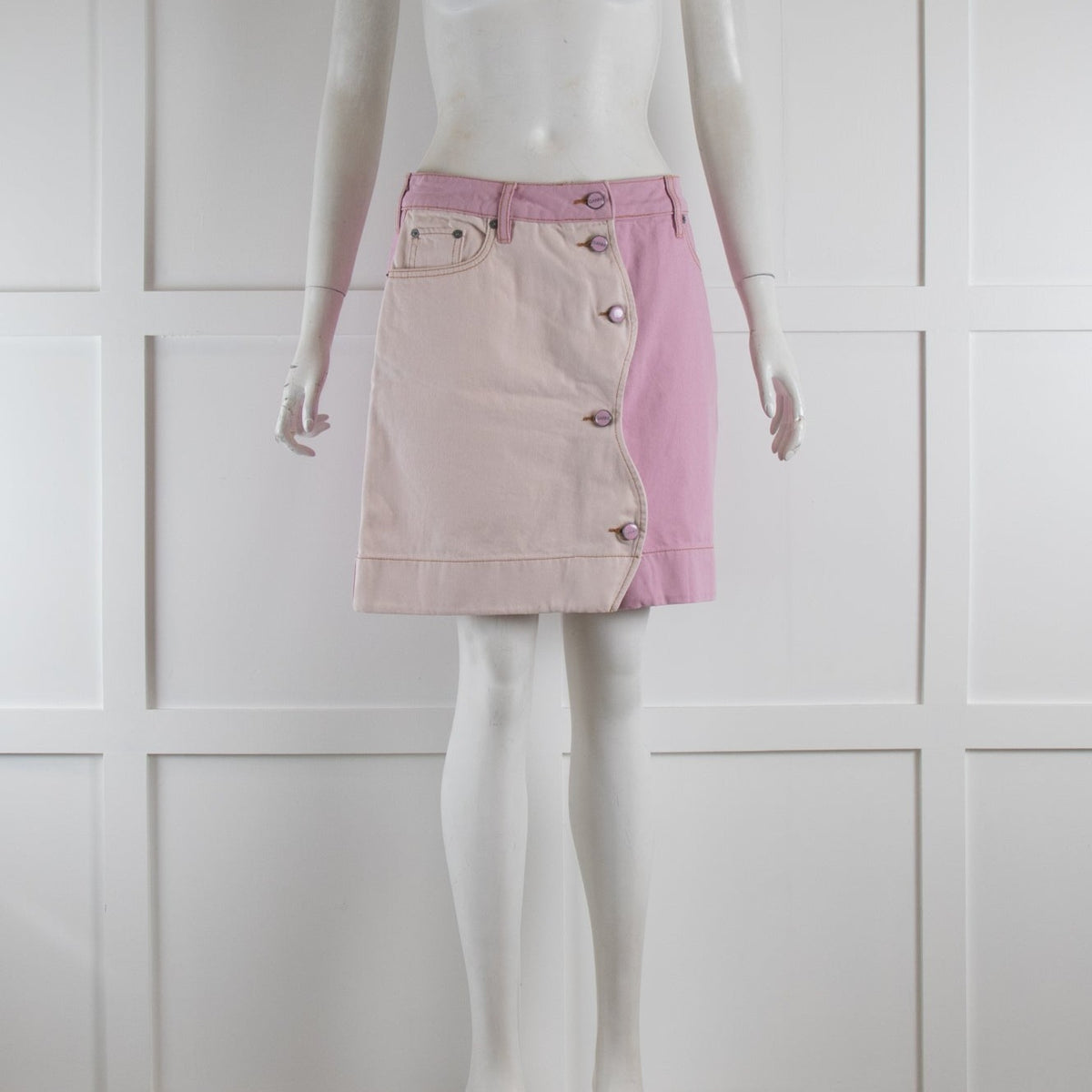 Ganni Pink Denim Mini Skirt