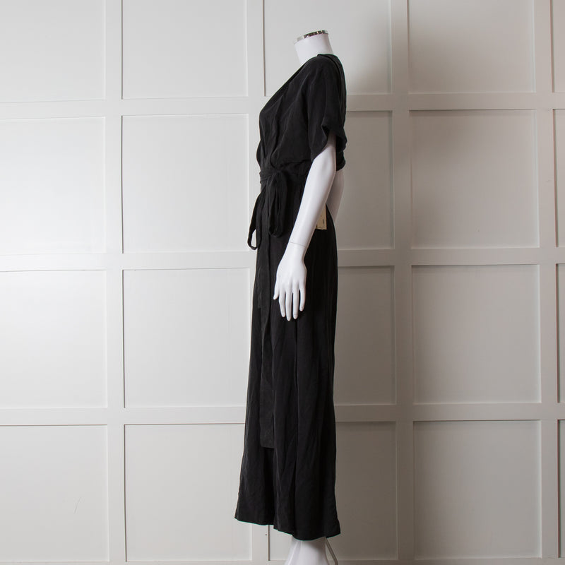 Mara Hoffman Brushed Black Short Sleeve Belted Jumpsuit