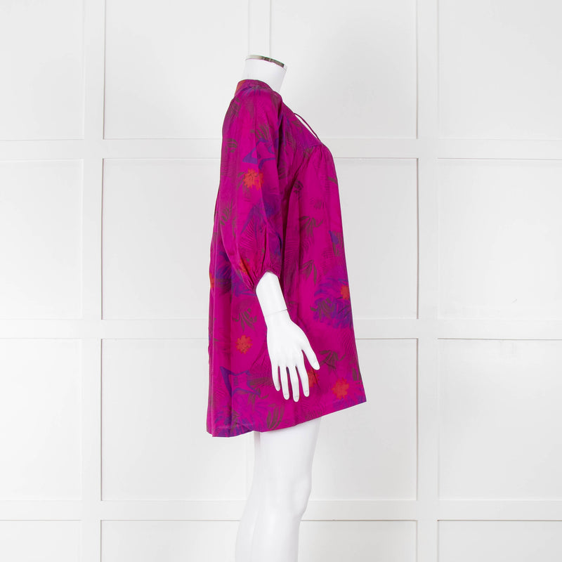 Zadig & Voltaire Magenta Purple Floral Silk Mini Tunic Dress