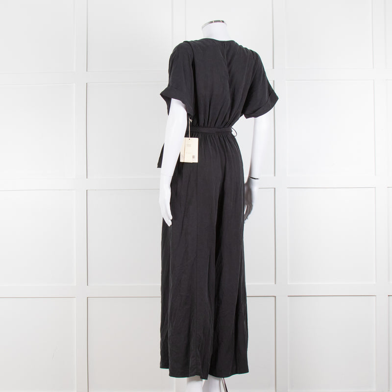 Mara Hoffman Brushed Black Short Sleeve Belted Jumpsuit