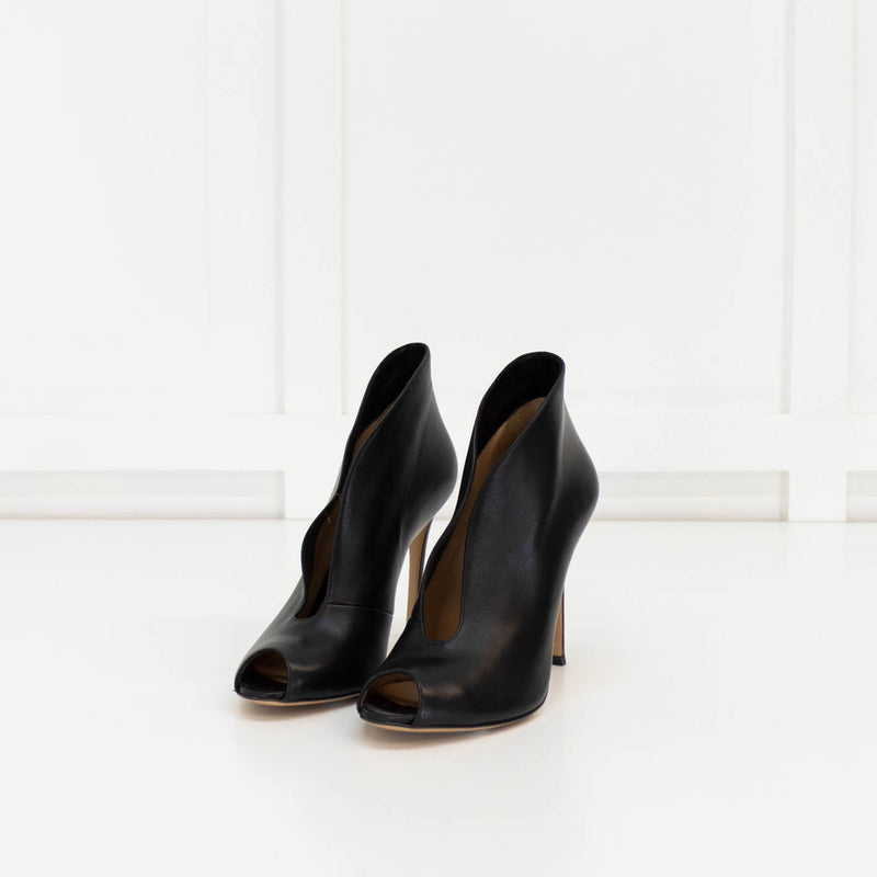 Ginavito Rossi Black High Heel Shoe Boot With Peep Toe