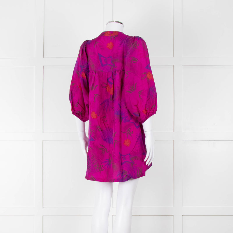 Zadig & Voltaire Magenta Purple Floral Silk Mini Tunic Dress