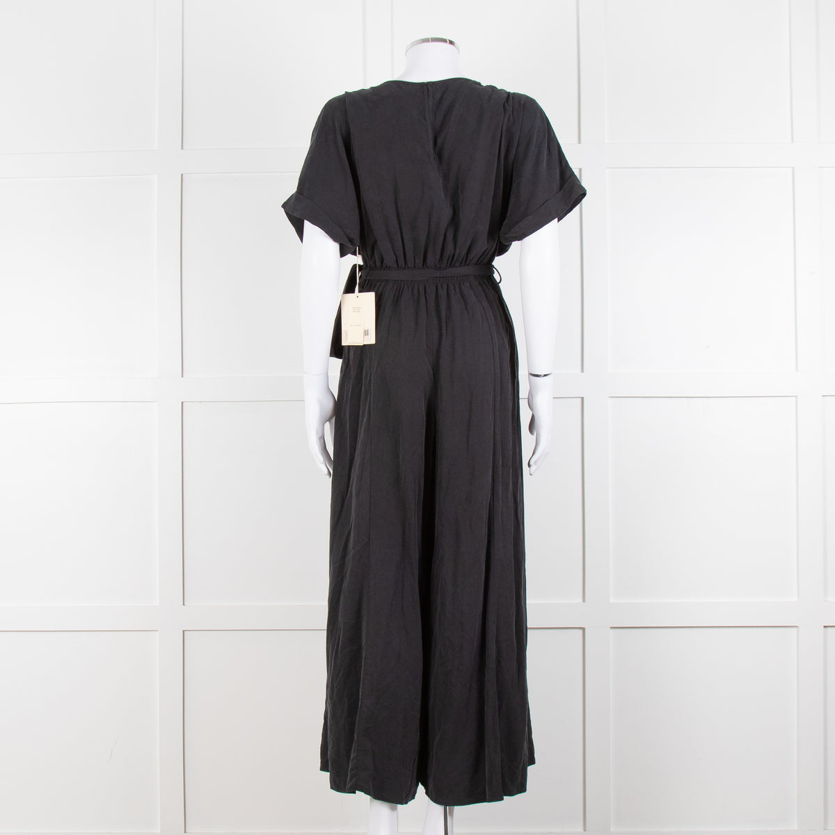 Mara Hoffman Brushed Black Short Sleeve Belted Jumpsuit