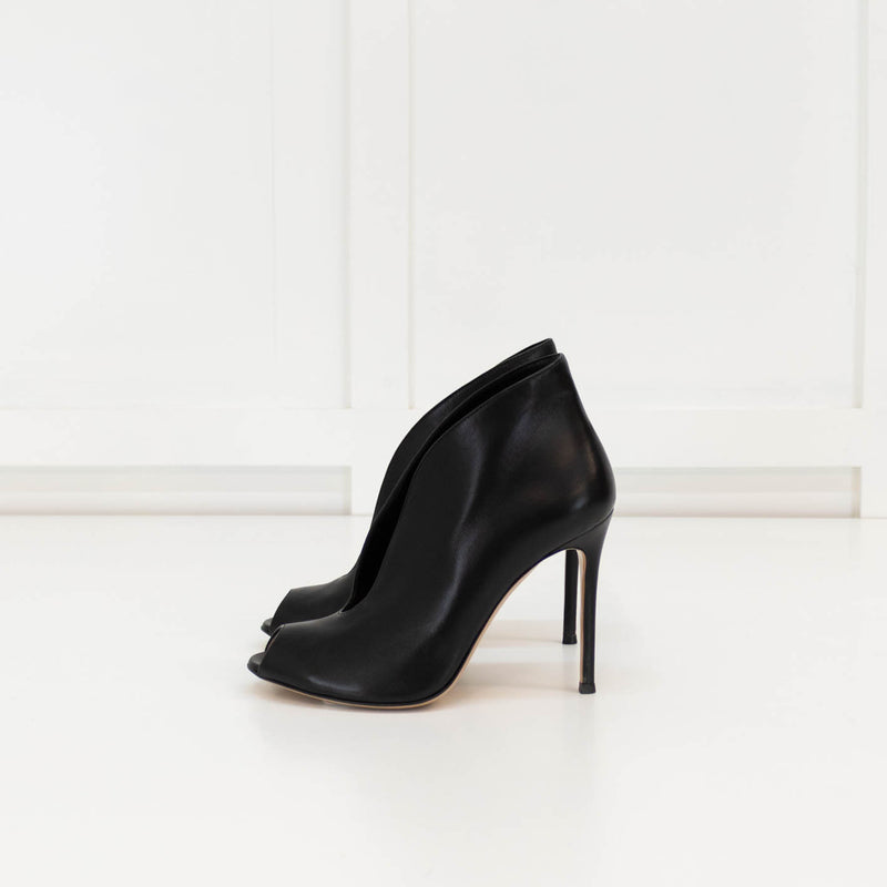 Ginavito Rossi Black High Heel Shoe Boot With Peep Toe
