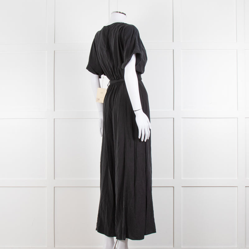 Mara Hoffman Brushed Black Short Sleeve Belted Jumpsuit