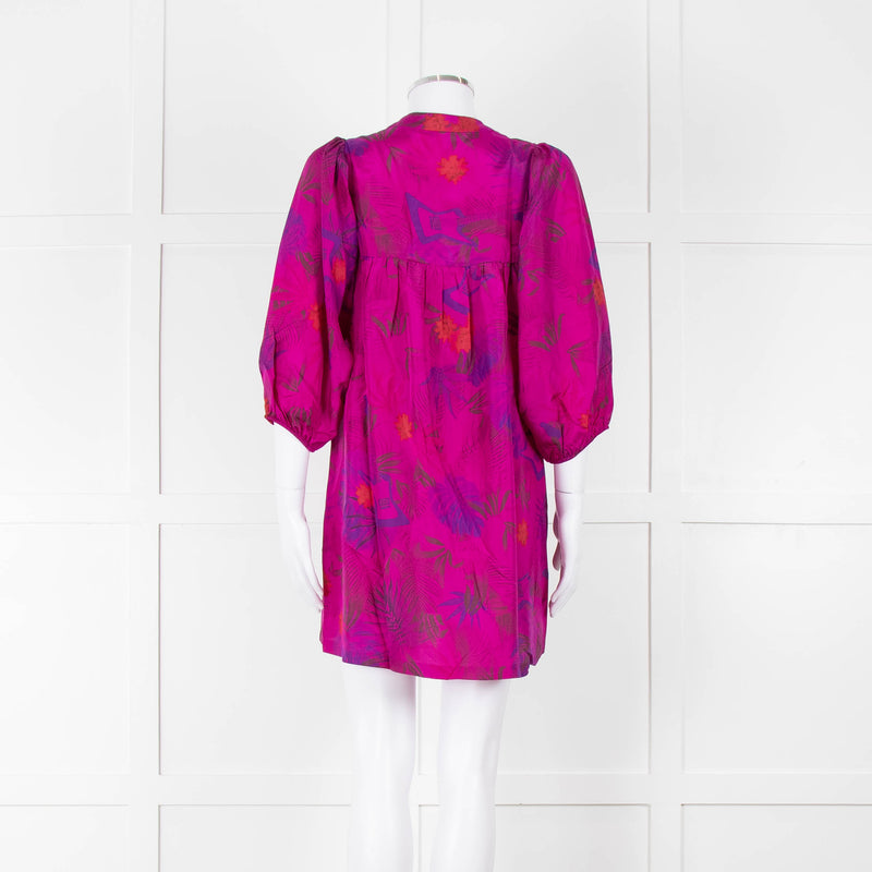 Zadig & Voltaire Magenta Purple Floral Silk Mini Tunic Dress