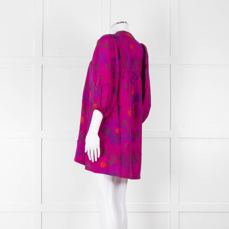 Zadig & Voltaire Magenta Purple Floral Silk Mini Tunic Dress
