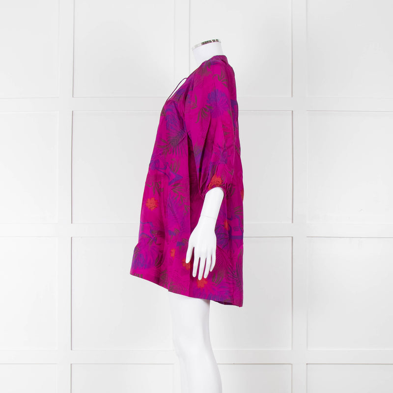 Zadig & Voltaire Magenta Purple Floral Silk Mini Tunic Dress