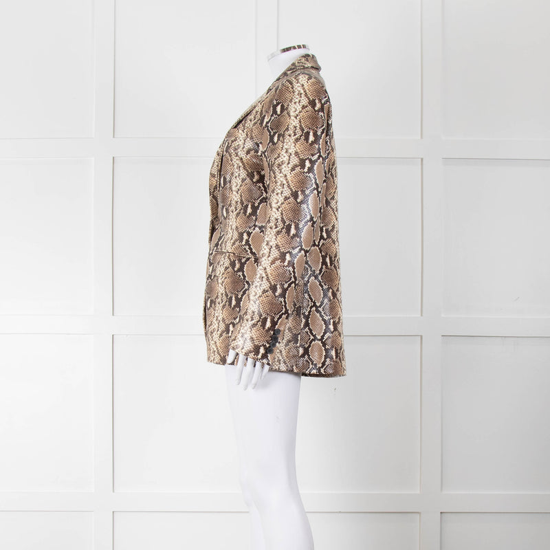 Python Brown Snake Print Jacket Safari Men's Soft Caramel Brown